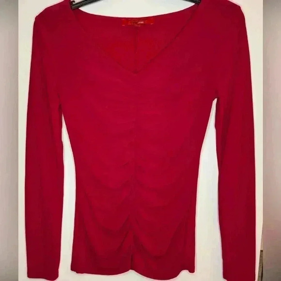 Narciso Rodriguez Womens DesigNation Ruched Front V-Neck Knit Top Pink Size XS - Picture 2 of 7